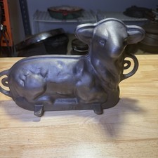 Vintage Fully Restored Griswold No. 866 Cast Iron Lamb Sheep Cake Mold 921 922 picture