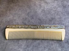 Vintage victorian style vanity comb celluloid with silverplate nice picture