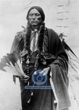 CHIEF QUANAH PARKER NATIVE AMERICAN LEADER WARRIOR B&W 5X7 PHOTO picture