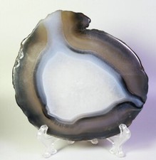 226g Natural Polished Agate Banded Slices Slab Quartz Crystal Specimen / Stand picture