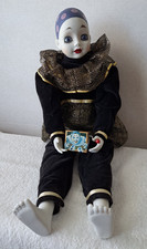 Madame Verte Design Windup Musical Porcelain Harlequin/Clown Doll 24