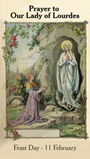 Our Lady of Lourdes LAMINATED Prayer Card, 5-Pack, with Two Free Bonus Cards picture