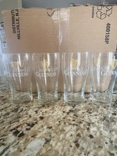 Guinness Draught,  1759 Gold Harp Logo, 16 Oz. Pint Beer Glass - New Set Of 4 picture