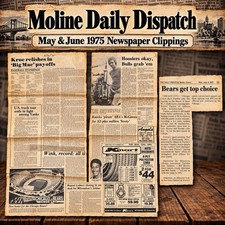 Vintage 1975 Moline Daily Dispatch Newspaper Clippings Chicago Bears Lot of 2 picture
