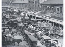 1924 Boston Quincy Market Faneuil Hall Delivery Trucks Horse Glass Negative OOAK picture