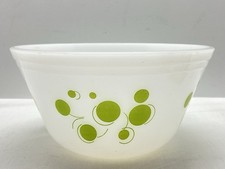 VTG ATOMIC 8” Federal Lime Green POLKA DOTS Milk Glass MIXING BOWL ~ MCM ~ 1.5Q picture