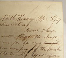 ANTIQUE 1857 LETTER JUDE BASSETT SMITH NORTH HAVEN CT NEW HAVEN COUNTY picture