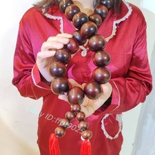 40mm*27 Big Beads Natural Wood Buddha Shaolin Temple Monk Blessing Red Necklace picture