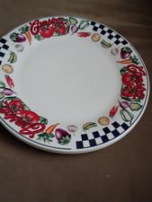 3- Campbell's Soup Gibson Housewares Checkered/Vegetable Dinner Plate 10.5