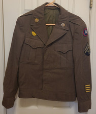 Vintage WW2 US Army Eisenhower Jacket, size 36R w/ combat bars.  M-1944 Jacket picture