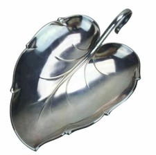 Silverplate Leaf Shape Decor Footed Candy Table Dish Bowl picture