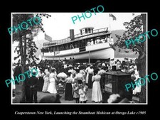 OLD POSTCARD SIZE PHOTO OF COOPERSTOWN NEW YORK LAUNCHING THE STEAMBOAT c1905 picture