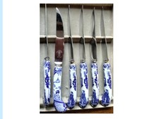 Six Knives, Royal Crown Derby, 1905, Stainless Steel, Painted Porcelain Handle picture