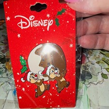 Disney Chip & Dale Christmas Enamel Pin Single with Santa Hats picture