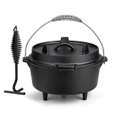 Cast Iron Camp Pot with Skillet Lid and 3 Legs for RV Trips and Car Camping Meal picture