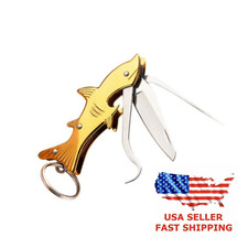 Shark Keychain Pocket Knife Bottle Opener Multifunctional Toothpick Fishing Camp picture