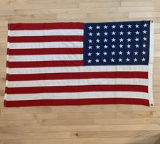 Vintage 48 Star American Flag 3x5’ Cotton Bunting Sewn Stars Dettra Bull Dog picture