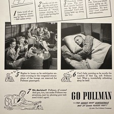 Vintage Pullman Train Sleeper Car Railroad Travel Print Ad 1946  picture