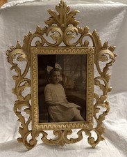 Vtg Wilton Cast Iron Picture Frame Ornate Gilt Scholfield Bros Westerly RI Photo picture