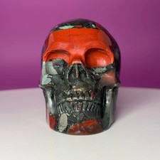 African Bloodstone Skull Carving – 483g Natural Stone Skull picture