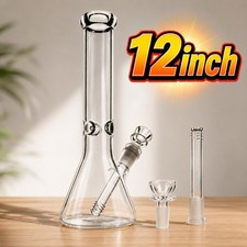 12 inch Heavy Glass Bong Water Pipe Smoking Bong Beaker + 14mm Bowl hookah US picture