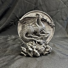 Fire Breathing Dragon Cliff Figurine Imaginarium Galleries Fantasy Silvertone picture