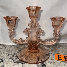 Vintage Fostoria Mademoiselle Triple Light Candlestick Candleabra Candle Holder picture