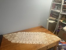 Antique delicate handmade lace table runner long elegant lovely collectible picture