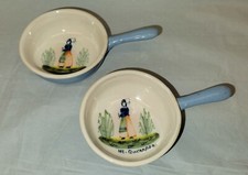 Henriot Quimper lady bowls  Handled Sauce Bowl pair  france pottery #4202 picture