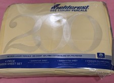 Vintage Yellow FIELDCREST 200 Luxury Percale Queen Sheet Set NEW I PKG picture