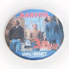 VTG 90s Hanson Boy Band '3 Car Garage' Indies Music Walmart Promo  Button  picture