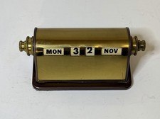 Vintage PARK SHERMAN Brass Perpetual Desk Calendar Rolling Day Date Month READ picture