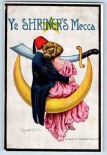 Wall Signed Artist Postcard Masonic Couple Romance Crescent Ye Shriner's Mecca picture