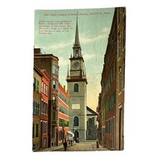 Antique 1910 Litho Ephemera Postcard North Church Boston Mass. Colored Reichner picture