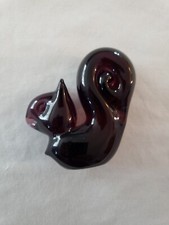 VINTAGE RED AMBER GLASS SQUIRREL FIGURINE PAPER WEIGHT 2.5