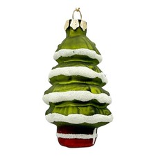 Vintage Style Hand Blown Glass Ornament Christmas Tree Glitter Accents 3.5