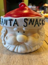 Santa Snacks - Christmas Ceramic Cookie Snack Jar - Kirklands- 7