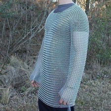 Chainmail Aluminum Butted White Anodized Shirt Large Size Medieval Armor picture