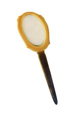 Vintage Antique Butterscotch Bakelite(?) Beveled Hand Mirror Art Deco Design picture