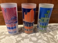 New York World's Fair 1964 1965 Frosted Drinking Glasses Set Of 3 picture