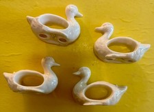 VTG Fine White Porcelain Napkin Rings Delicate Ducks by Shafford Taiwan Set of 4 picture