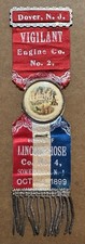 Antique 1899 Fire Department Parade Ribbon Badge Dover NJ Vigilant Hose Sommer picture