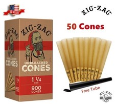Zig-Zag® Unbleached Paper Cones 1 1/4 Size 50 Pack & Tube Fast Shipping picture