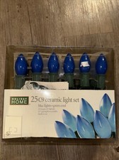 Vintage Christmas String Lights Noma Blue Teardrop C9 25 Ceramic light set New picture