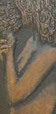 Antique 1972 Copper Hand Made Poland Young Women With Flowers Nr Ingraved plaque picture