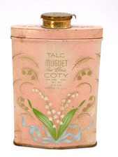 Vintage Coty Muguet des Bois Talc Tin w/ Contents Art Deco Vanity picture