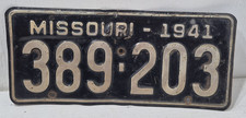 1941 Missouri License Plate 389-203 MO USA Vintage Antique Rustic 1940s Car picture