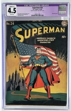Superman 24 CGC 4.5 R (Slight C-1) White Pages DC Comics 1943 Classic Flag Cover picture