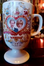 Vintage 1981 Royal Wedding Mug Pedestal Footed Prince Charles Lady Diana Ich Die picture
