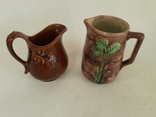 Antique Pitchers, Lot of 2, Rockingham and Country Stoneware picture